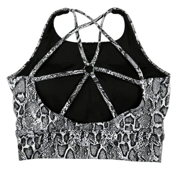 BUFFBUNNY Evolve Jacquard Sports Bra Sz XS Reptilia Print Black White - Picture 4 of 5